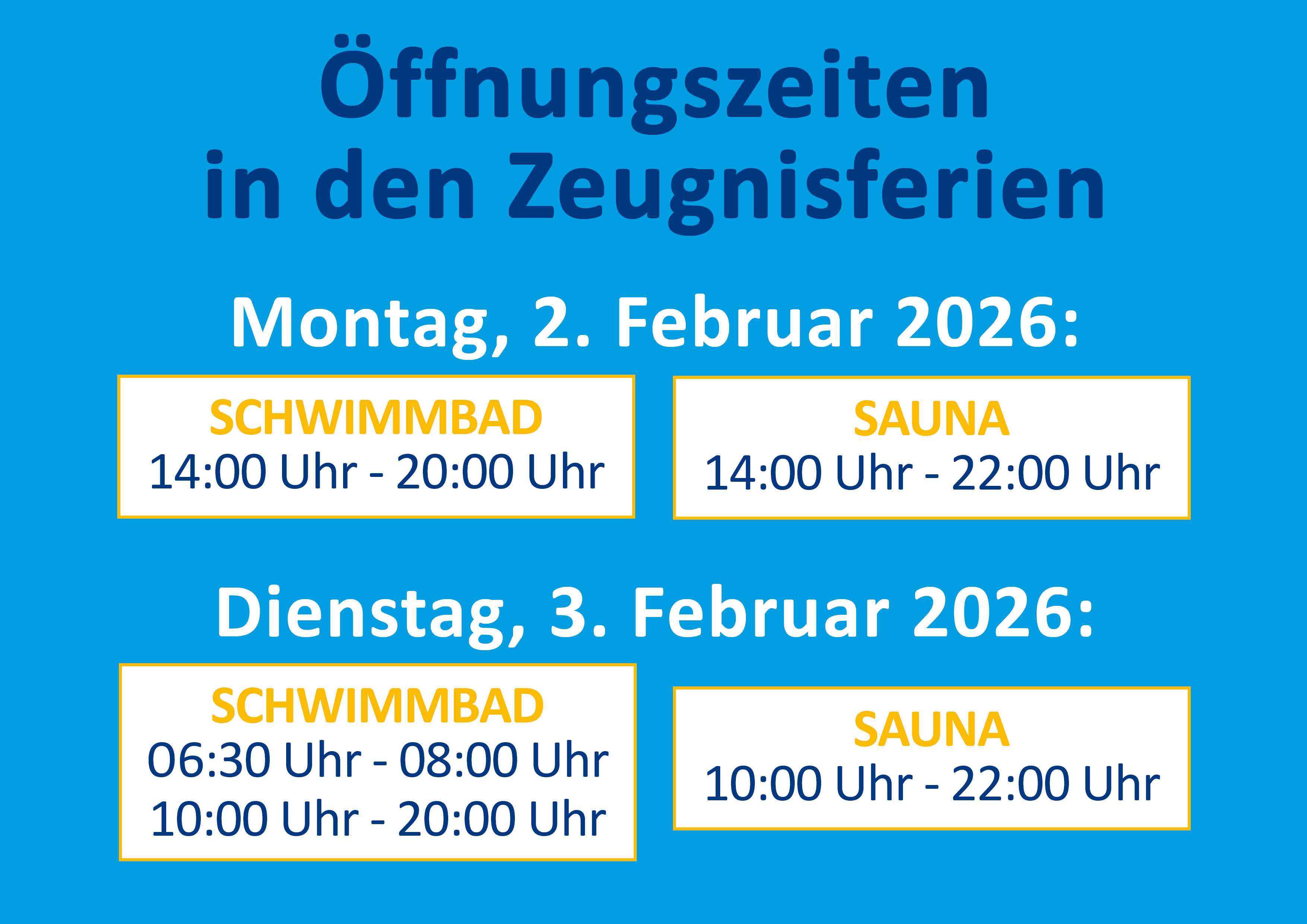 Öffnungszeiten Zeugnisferien 02. und 03.02.26